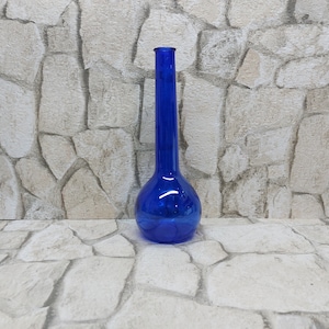 Decorative Blue Glass Bottle Neck Vase- tall 27cm/ 10.6 in Vintage  Blue Base ROUND Glass Vase/ Bottle Free shipping with tracking
