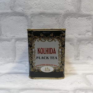 Vintage Kolhida Black Tea Tin: Georgian Farmhouse Decor