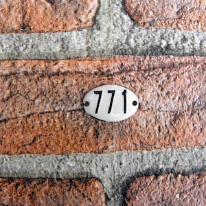 Vintage Sign 771, Small Oval Address Plaque, Room Number 771, White and Black Enamel Oval Sign,Enamel Number  for Drawers or Decoration
