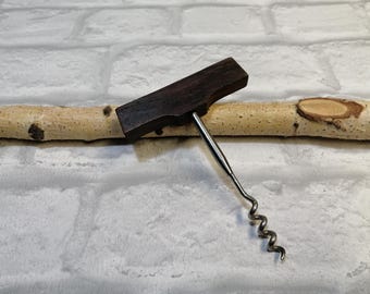 Vintage Wooden Handle Corkscrew: Wine Bottle Opener, Man Cave Gift
