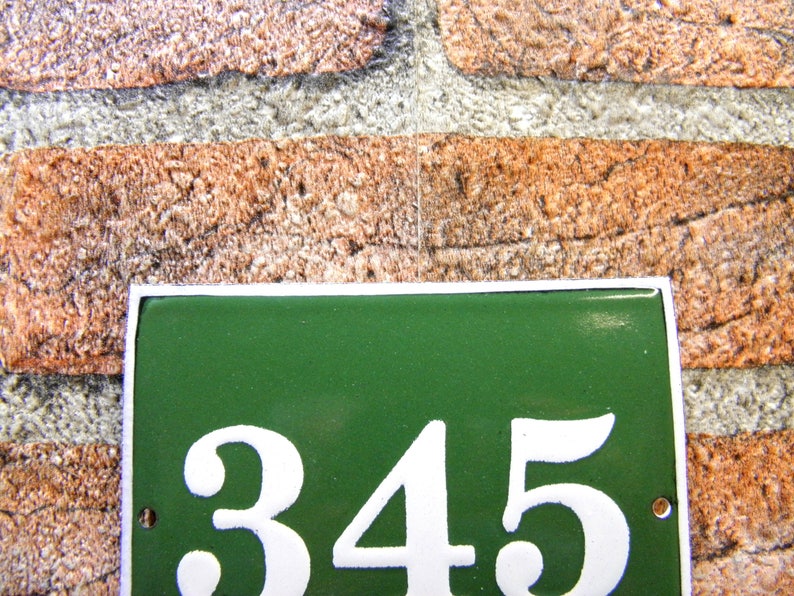 Vintage Green Enamel House Number Sign: 345 Street Address - Etsy