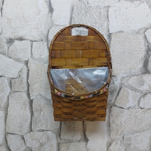 Handwoven Wicker Basket: Vintage Wall Decor, Boho Farmhouse Style