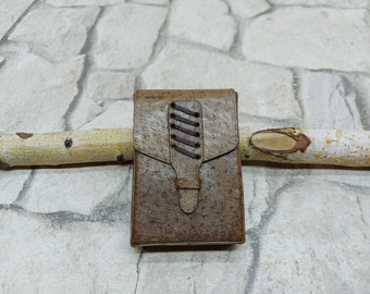 Vintage Tooled Leather Cigarette Case, Handmade Tobacco Box