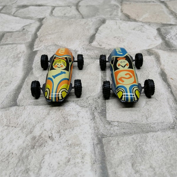 2 pcs. Vintage USSR Tin Toy Cars ''START''  Lot of 2 Tinplate Toy Cars, Tin Toy Car Collectible, Old russian toys, metal cars RALLY Sport