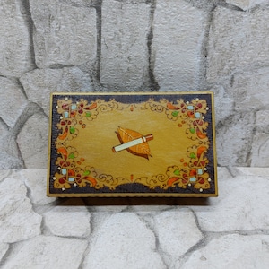 Scatola di sigarette di tabacco in legno vintage intagliato a mano - SCATOLA PORTASIGARETTE vuota in legno - Cigarettes Holding - 8 cm / 3.1 in. lungo - 40 pz