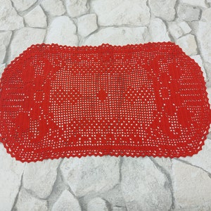 Crocheted Table Runner - 16.5 x 9.4 in, Handmade Table Runner, European Table Runner, Vintage Table Runner, Gift for Her, Housewarming gift