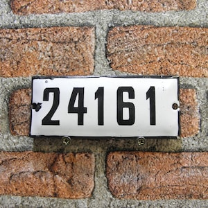 Street Sign Enameled Porcelain, Vintage Sign House Door Number 24161, White and Black Enamel Metal Plate Door Number, Home Décor, zografa