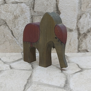 Original Ostheimer Elephant Wooden toy VINTAGE WOODEN ANIMAL marked  Ostheimer Old wood animals Free postal Wooden toys Branding Ostheimer