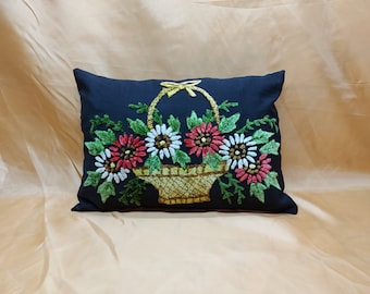 On Sale 18.5 x 13 in Black pillow cover pillow case flower basket Pillow cover Bulgarian folk art European cushion