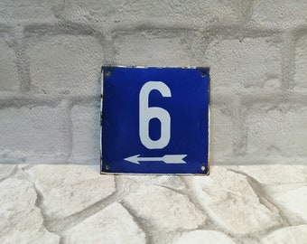 Address Street Sign, Address Number 6 or 9, Address Plaque, Vintage Door Sign Enamel Door Sign Number Outdoor House Numbers Metal House Sign