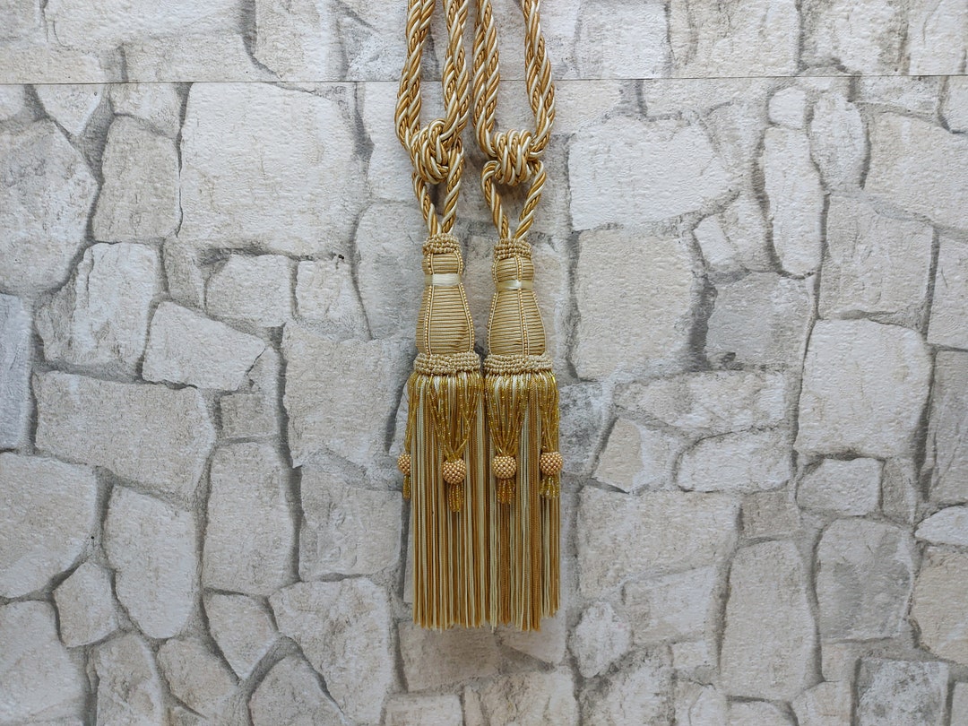Image result for European Tassel Curtain Tiebacks, Beige Gold Decor - Etsy
