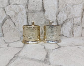 Vintage USSR Metal Tea Glass Holders: Podstakannik Set of 2