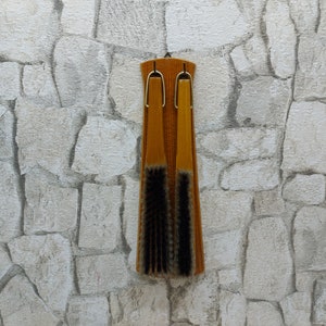 On Sale Vintage set of 2 Wooden brush wit wall stand Wall Hanging Brush and holder Brush with Wall Stand Pair Of Hanging Clothes Brushes