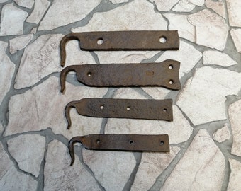 Antique Hand Forged Iron Gate Hooks: Rustic Latch Lot