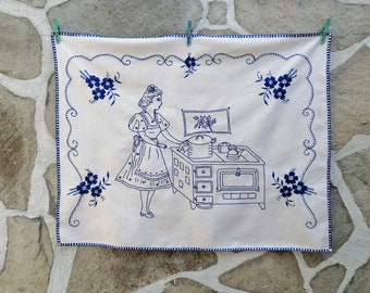 Hand Embroidered Tapestry: Vintage Bulgarian Folk Art Wall Decor (23.2 x 29.5&quot;)