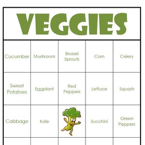 Cartes de bingo éducatives faciles à imprimer - Édition végétarienne ! (fichier numérique) 40 cartes