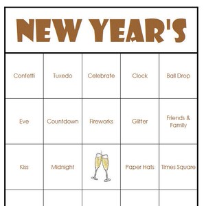 EASY PRINT New Year&#39;s Bingo Cards (digital file) 40 Cards