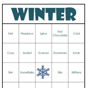 EASY PRINT Winter Bingo Cards (digital file) 40 Cards