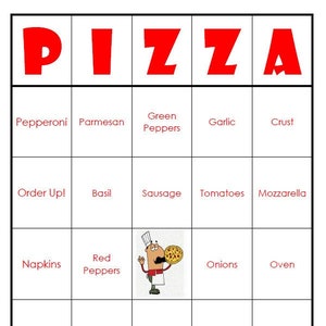 Cartes de bingo Pizza Party faciles à imprimer ! (fichier numérique) 40 cartes