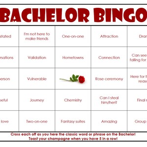 EASY PRINT Le carte del bingo del Bachelor! (file digitale) 40 carte