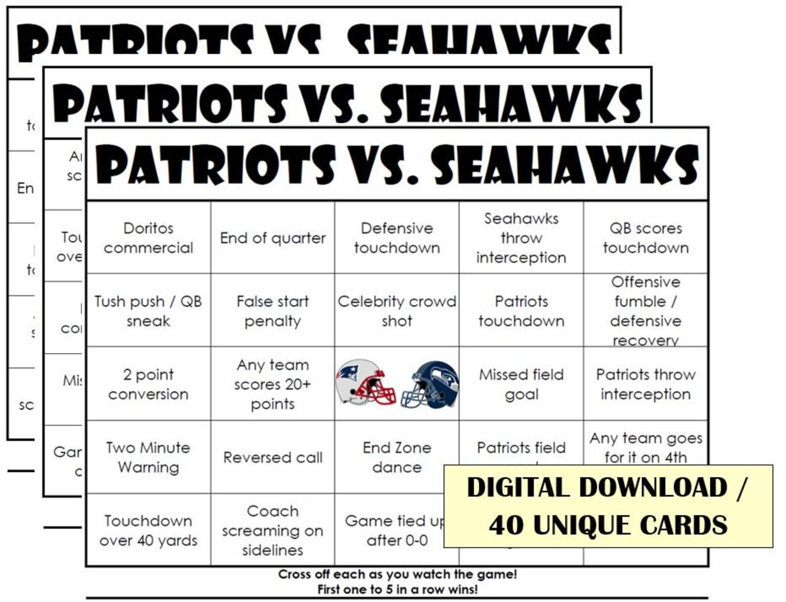 SUPER BIG GAME Bingo 2026 Cards! (digital File) 40 Cards - Etsy