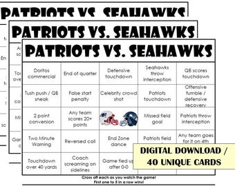 SUPER BIG GAME bingo 2026 Cards! (digital file) 40 Cards