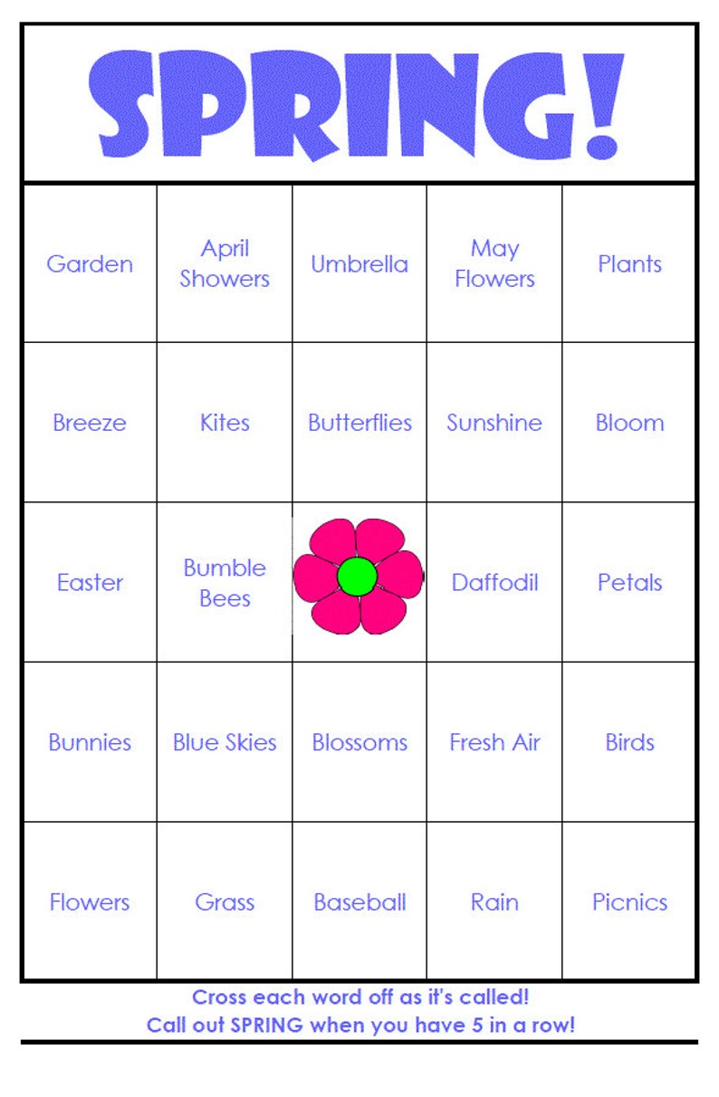 easy-print-spring-bingo-cards-digital-file-40-cards-etsy