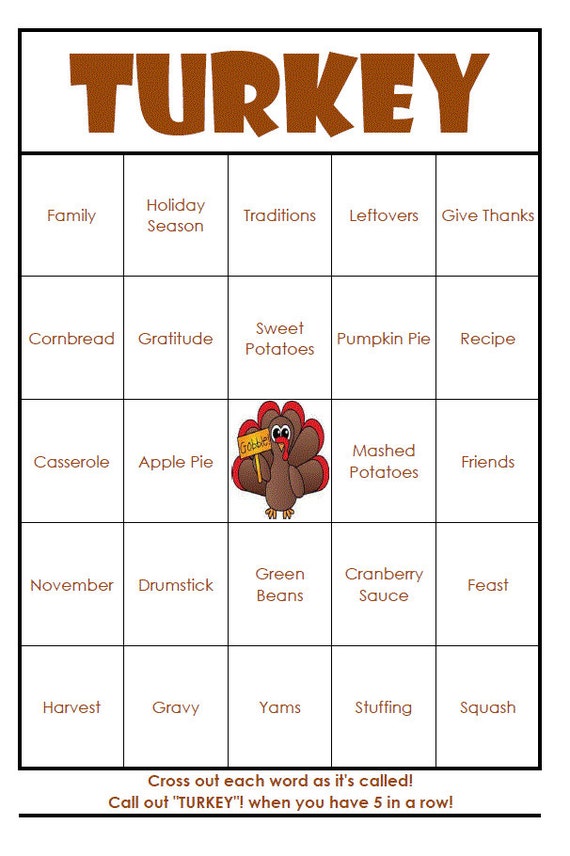 Thanksgiving Bingo Cards digital file 40 Cards | Etsy