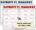 SUPER BIG GAME bingo 2026 Cards! (digital file) 40 Cards