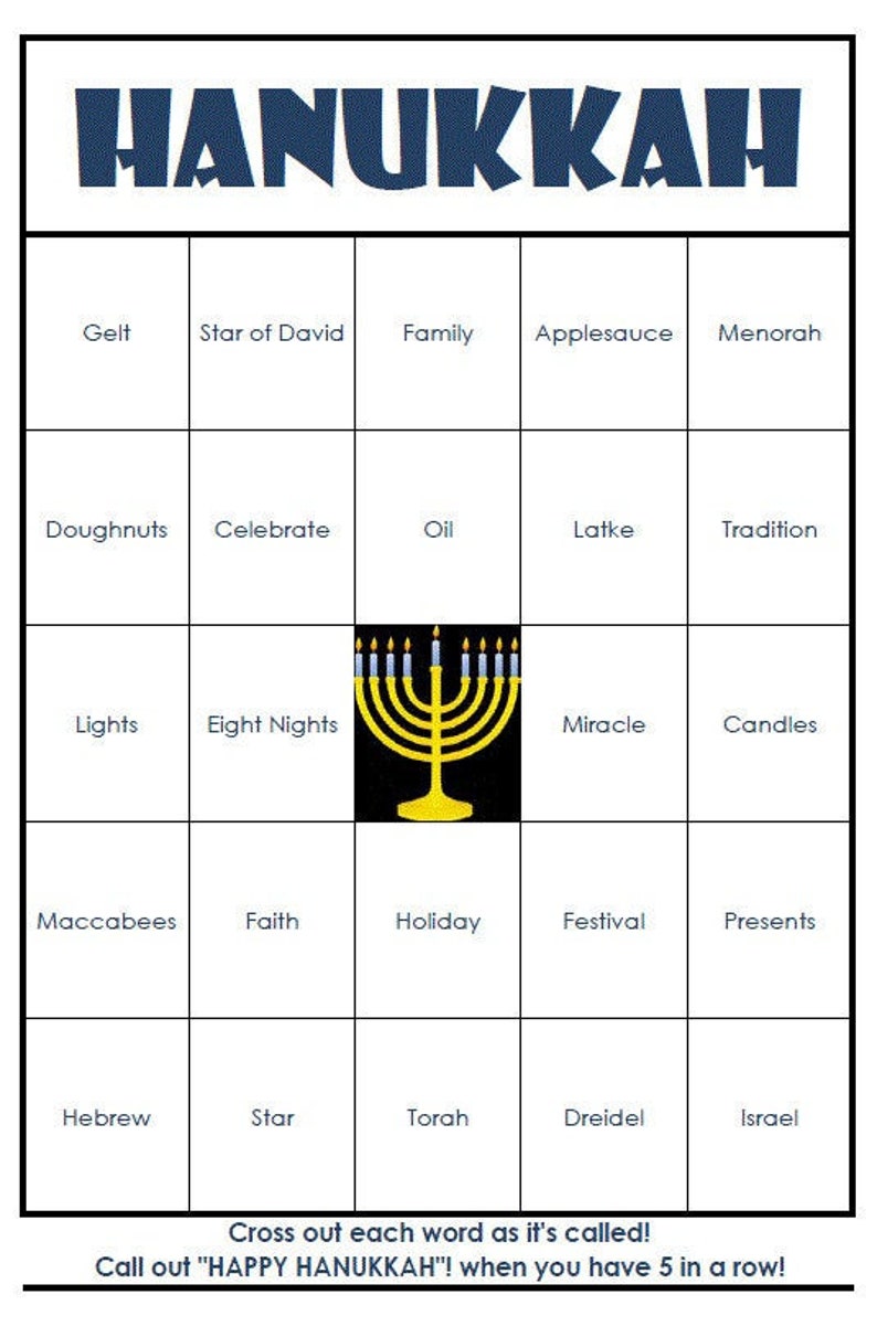 EASY PRINT Hanukkah Bingo Cards (digital File) 40 Cards - Etsy