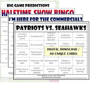 Paquete de bingo SUPER BIG GAME 2026. Bingo Super Big Game 2026. Juego de fiesta de bolos / Bingo para ver fútbol americano / Juego de bingo Lx / Descarga instantánea.