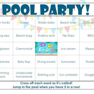 Pool Party Bingo Cards (digital file) 40 Cards