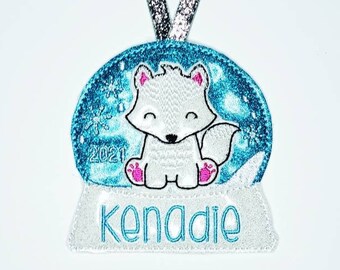 Arctic Fox Christmas Ornament, White Fox, Custom Ornament, Personalized Christmas Ornament, 2021 Christmas Tree Ornament, Fox Gift, Ornament