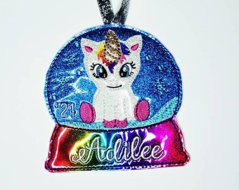 Unicorn Ornament, Personalized Christmas Ornament, Kids Ornament, Custom Unicorn Tree Ornament, Rainbow Unicorn, Unicorn Tree, Rainbow