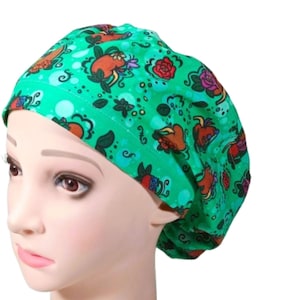 Kidney Scrub Hats, Urology Scrub Cap, Women&#39;s Euro Style,  Men&#39;s Tie Back, Surgical Scrub Cap, OR hat, Floral Scrub Cap, Gift for Urologist