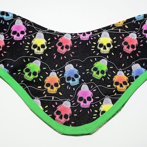 Skull Christmas Lights on Black Novelty Unisex Cotton Fabric Thyroid Shield Cover/Neck Guard