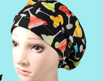 Margaritas, Women's Euro Style, Summer Scrub Caps, OR Hats for Women, Novelty Surgical Scrub Hats, Head Cover, Men's Tie Back, Fun Medical