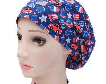 Patriotic Cookies Scrub Hat, Women's Euro Summer Cap