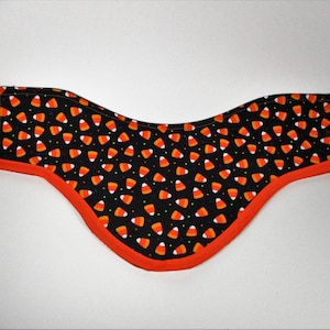 Fall Candy Corns on Black Unisex Novelty Cotton Fabric Thyroid Shield Cover