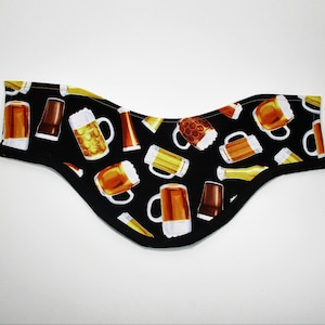 Beer Glasses on Black Novelty Cotton Fabric Thyroid Shield Cover/Cozy/Slip Neck Cover