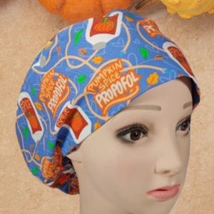 Zabawna jesienna czapka CRNA, czapki Euro na jesień, propofol Pumpkin Spice, damska czapka Euro, jesienna czapka chirurgiczna, męska wiązana z tyłu, czepek chirurgiczny do znieczulenia