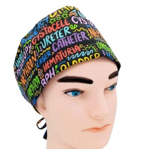 Gorro quirúrgico para urología, gorro quirúrgico médico, gorro quirúrgico europeo para mujer, garabatos de urología, gorro quirúrgico para urólogo, regalo para cirujano, gorro quirúrgico renal, riñones