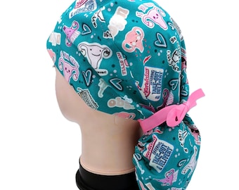 Funny GYN Puns Ponytail Scrub Hat, OB Nurse Doctor Gift