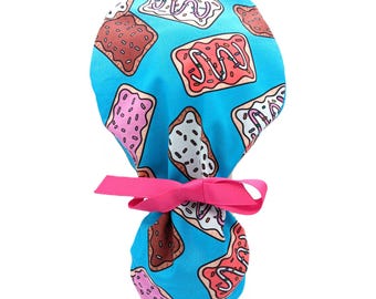 Pop Tarts Ponytail Scrub Hat, Surgical Cap for Women,  OR Cap with Ribbon