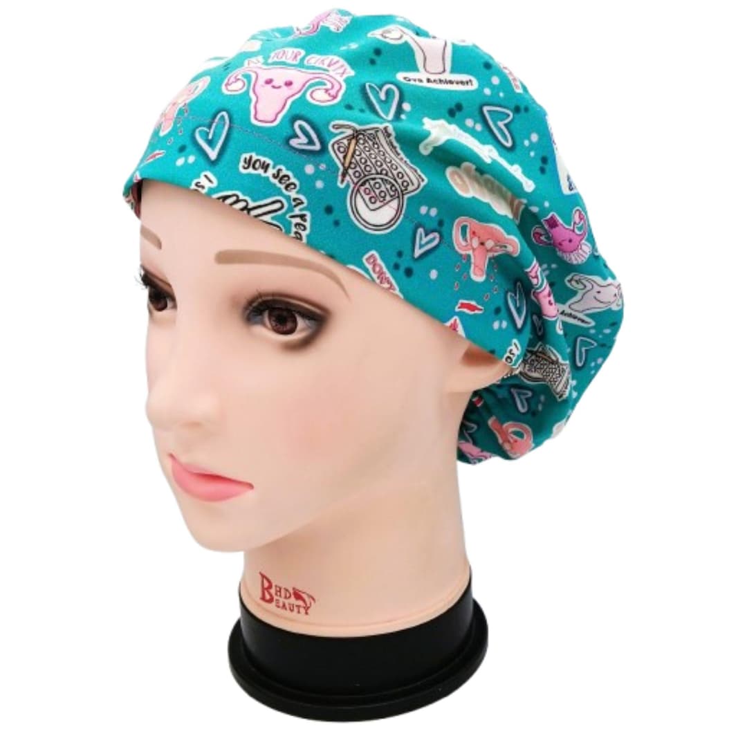 Funny Gynecology Puns Scrub Cap: Women's Euro Style, OB/GYN Nurse Hat ...