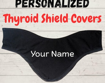 Personalized Thyroid Shield Covers, Embroidered Lead Shield Cover,  Radiology Gift, Solid Black, Red, Navy, Pink Cotton Fabric, Unisex