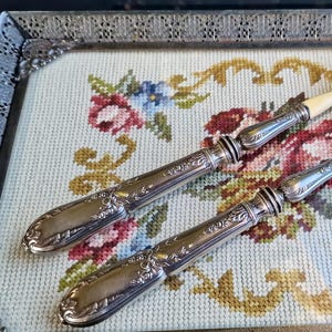 1950s Silver Plated Salad Servers: French Louis XV Style,  SFAM Fork and Spoon