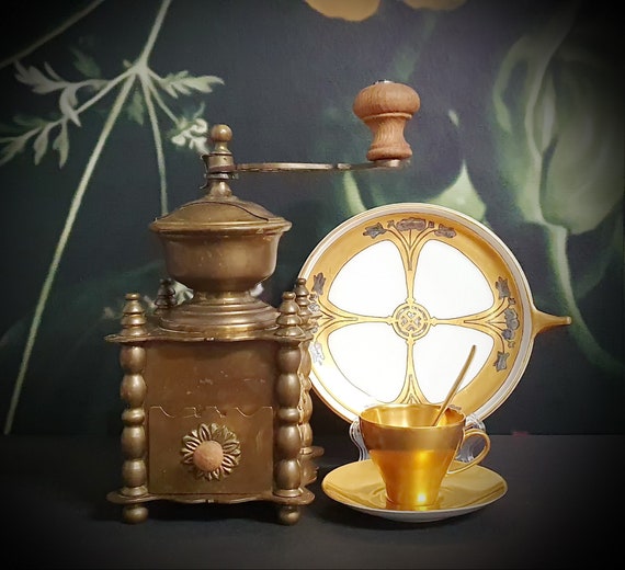 Brass Coffee Grinder, Vintage Coffee Mill, Retro Kitchen Decor, Made in Germany