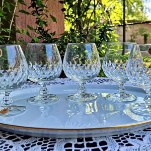 Lot de 5 verres à cognac/brandy en cristal taillé - Fabriqué en Allemagne - Zwiesel - Mid Century - Verres en cristal au plomb