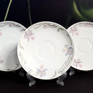 1891-1906 Antique Rosenthal Saucers (Set of 3): German Floral Porcelain, Art Nouveau 14,5cm